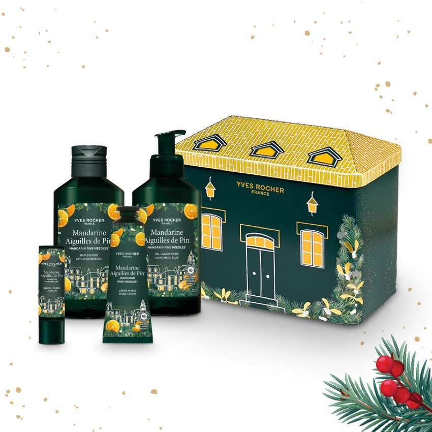 Set Häuschen Mandarine Kiefernnadeln